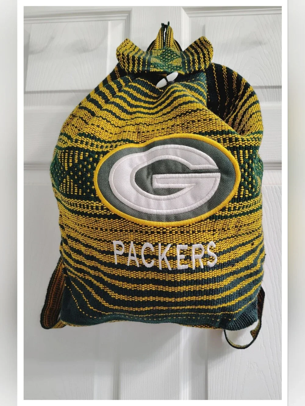 🏈 Green Bay Packers 🏈 Drawstring 'Hippie' Woven Backpack 16